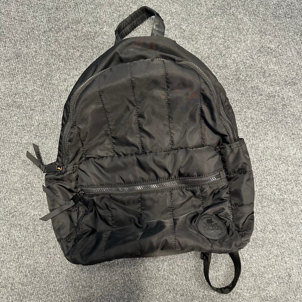 Pajar Twill Dome Quilted Puff Backpack Black Neutral Laptop Pocket Luggage Strap